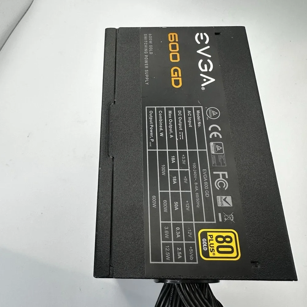 EVGA 80 Plus Gold 600 GD Power Supply‎ No Power Cord Tested Working 100/240V